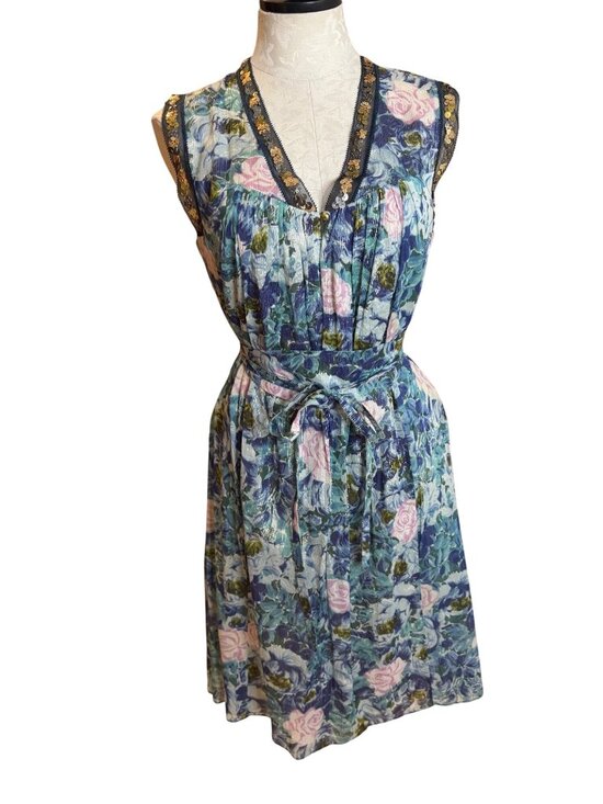 Rebecca Taylor Dresses & Skirts - Rebecca Taylor Womens A-Line Dress Size 10 Blue Watercolor Floral Print Lined